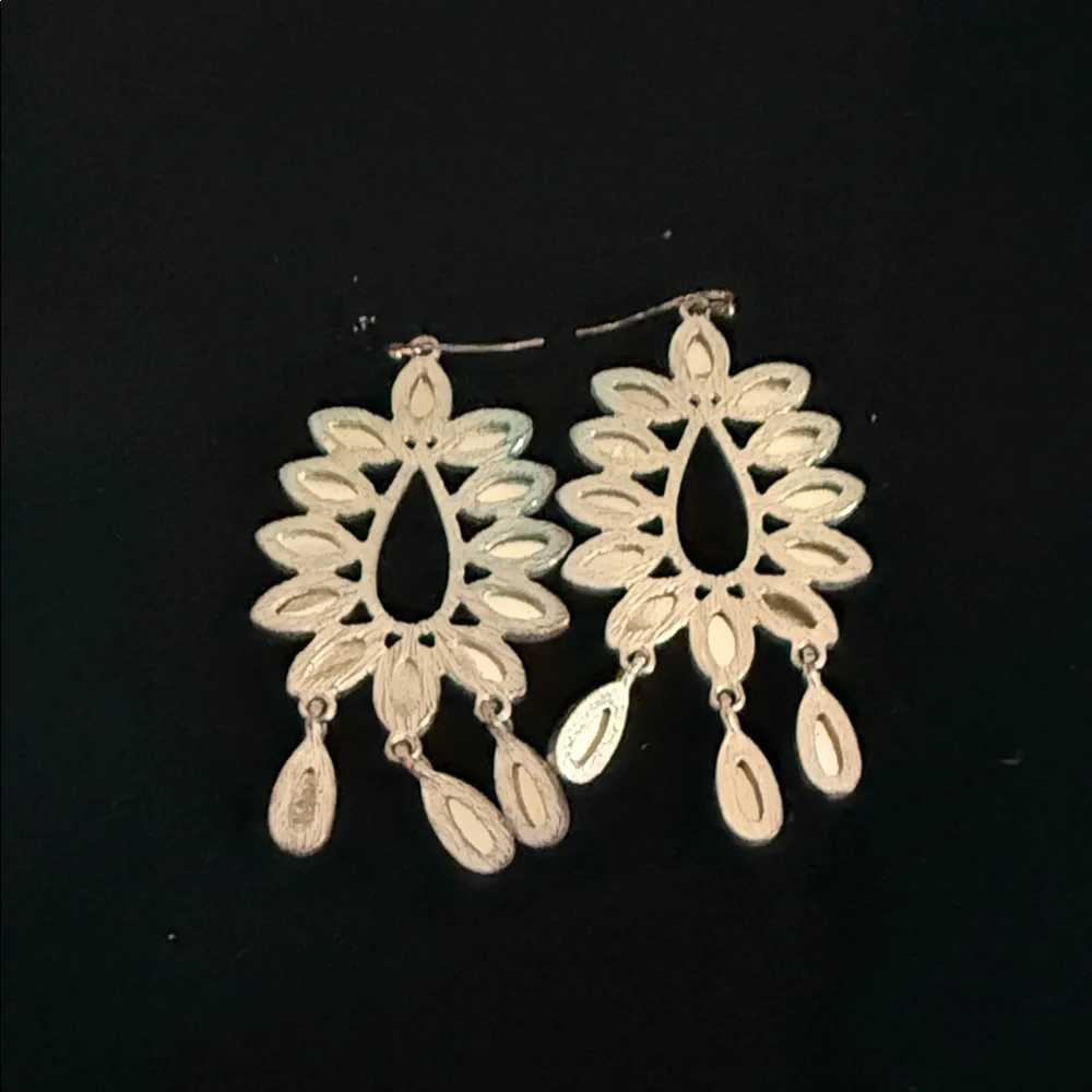 Gold Teardrop Crystal Chandelier Earrings